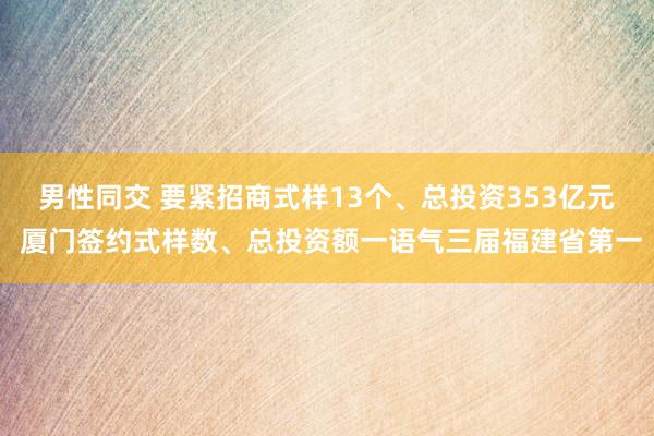 男性同交 要紧招商式样13个、总投资353亿元 厦门签约式样数、总投资额一语气三届福建省第一