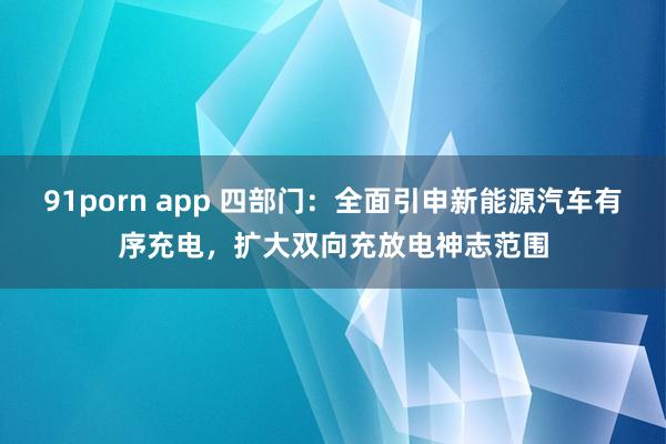 91porn app 四部门：全面引申新能源汽车有序充电，扩大双向充放电神志范围