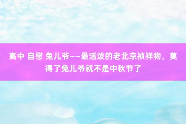 高中 自慰 兔儿爷——最活泼的老北京祯祥物，莫得了兔儿爷就不是中秋节了