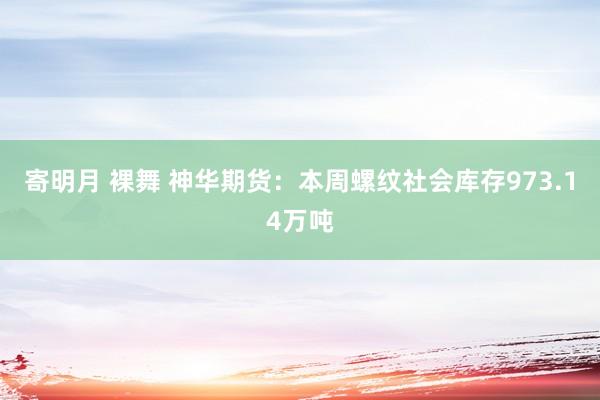 寄明月 裸舞 神华期货：本周螺纹社会库存973.14万吨