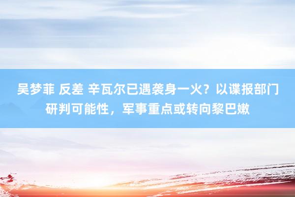 吴梦菲 反差 辛瓦尔已遇袭身一火？以谍报部门研判可能性，军事重点或转向黎巴嫩