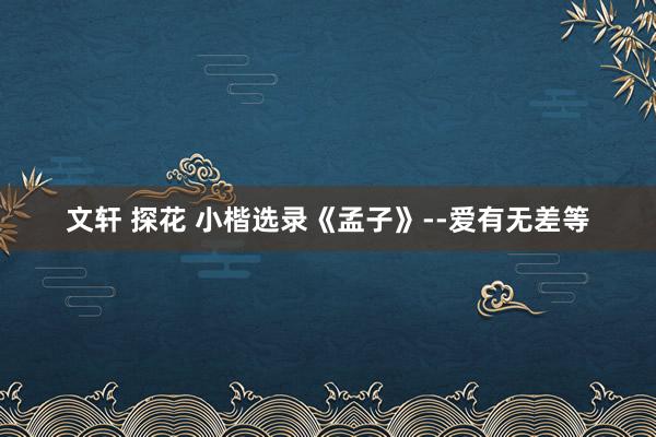 文轩 探花 小楷选录《孟子》--爱有无差等