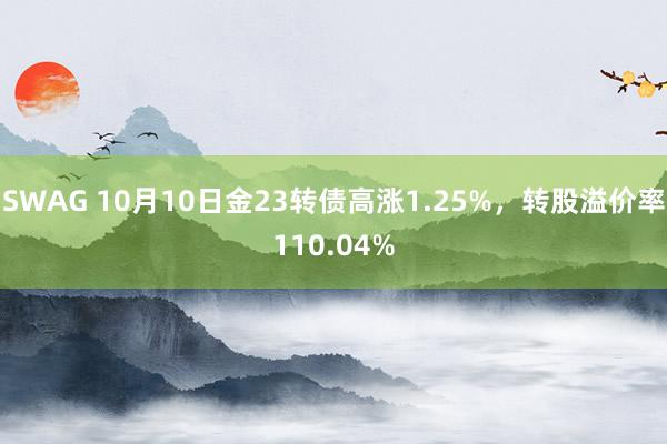 SWAG 10月10日金23转债高涨1.25%，转股溢价率110.04%