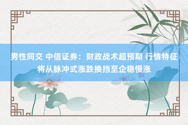 男性同交 中信证券：财政战术超预期 行情特征将从脉冲式涨跌换挡至企稳慢涨