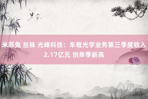 米菲兔 丝袜 光峰科技：车载光学业务第三季度收入2.17亿元 创单季新高