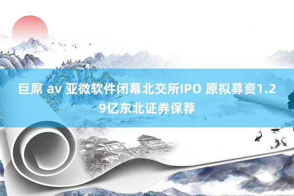 巨屌 av 亚微软件闭幕北交所IPO 原拟募资1.29亿东北证券保荐