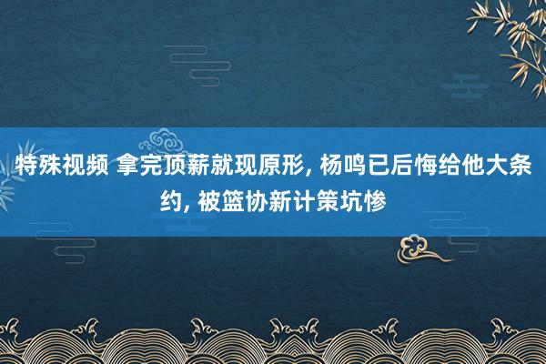 特殊视频 拿完顶薪就现原形， 杨鸣已后悔给他大条约， 被篮协新计策坑惨