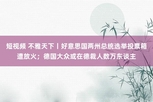 短视频 不雅天下丨好意思国两州总统选举投票箱遭放火；德国大众或在德裁人数万东谈主