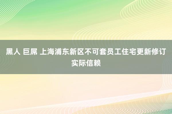 黑人 巨屌 上海浦东新区不可套员工住宅更新修订实际信赖