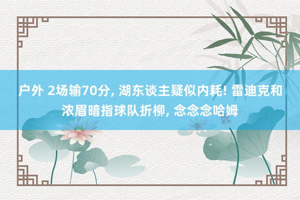 户外 2场输70分， 湖东谈主疑似内耗! 雷迪克和浓眉暗指球队折柳， 念念念哈姆