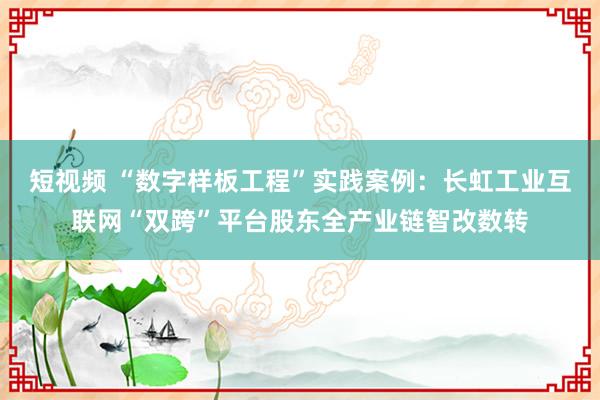 短视频 “数字样板工程”实践案例：长虹工业互联网“双跨”平台股东全产业链智改数转