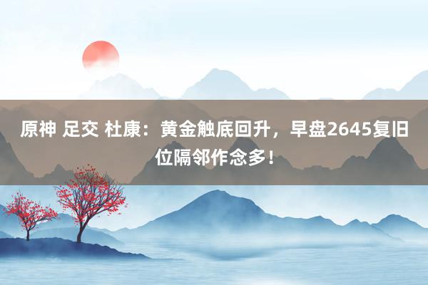 原神 足交 杜康：黄金触底回升，早盘2645复旧位隔邻作念多！