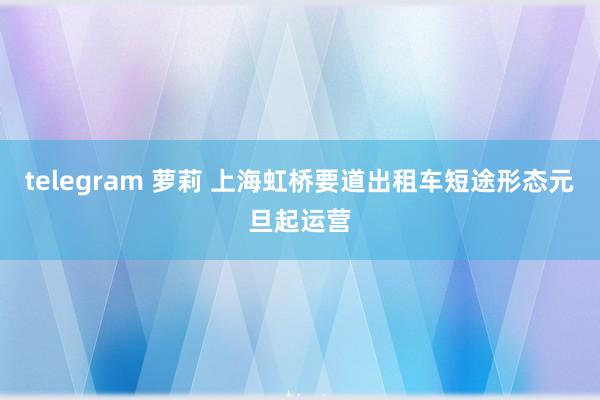 telegram 萝莉 上海虹桥要道出租车短途形态元旦起运营