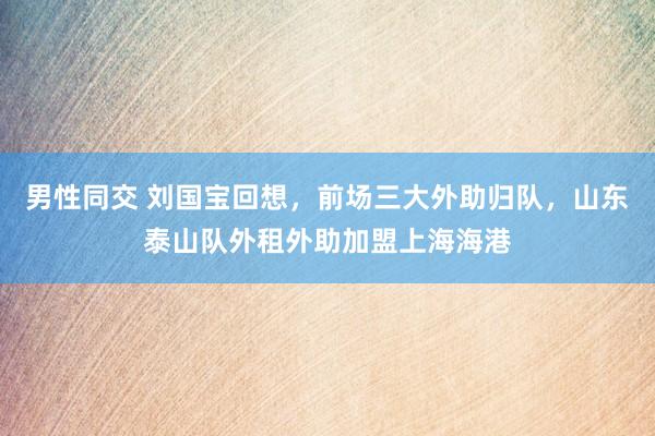 男性同交 刘国宝回想，前场三大外助归队，山东泰山队外租外助加盟上海海港