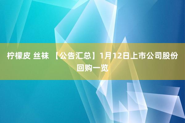 柠檬皮 丝袜 【公告汇总】1月12日上市公司股份回购一览