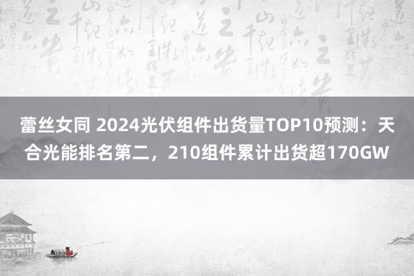 蕾丝女同 2024光伏组件出货量TOP10预测：天合光能排名第二，210组件累计出货超170GW