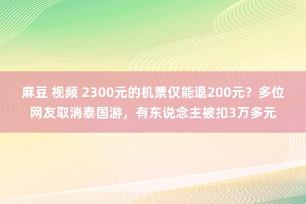 麻豆 视频 2300元的机票仅能退200元？多位网友取消泰国游，有东说念主被扣3万多元