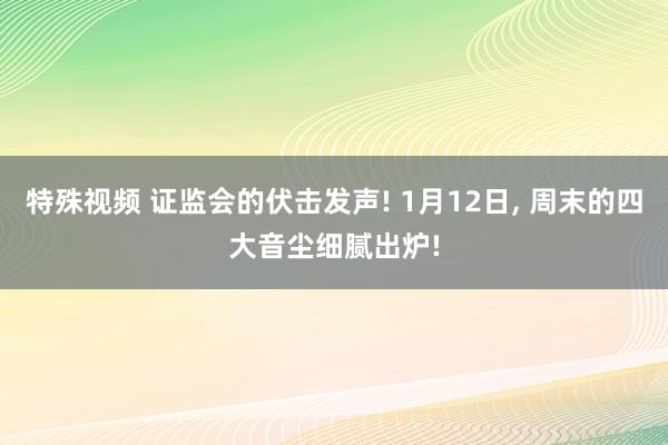 特殊视频 证监会的伏击发声! 1月12日， 周末的四大音尘细腻出炉!